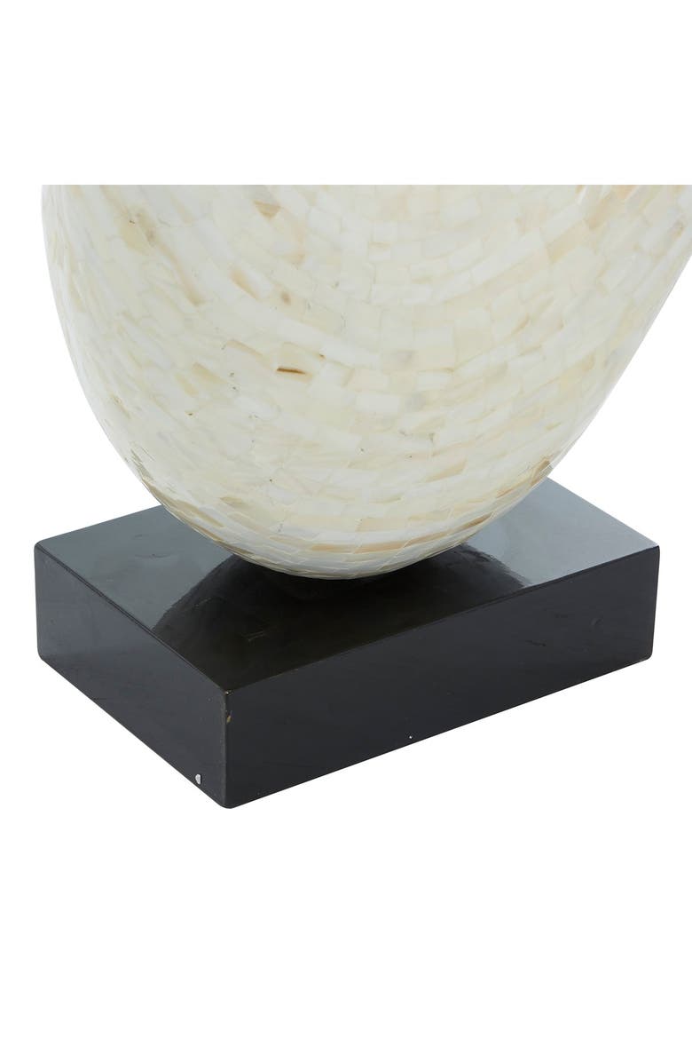 WILLOW ROW White Mother of Pearl Swirl Abstract Sculpture with Black Base, Alternate, color, White