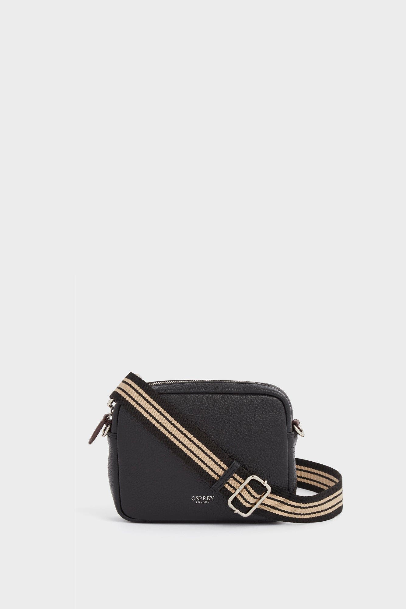 Osprey London The Chiswick Leather Crossbody Bag, Alternate, color, Black