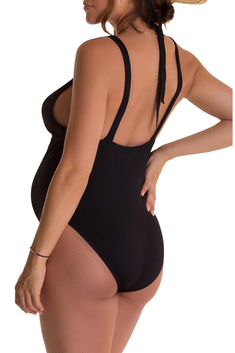 Beatriz One-Piece Maternity Swimsuit, Alternate, color, BLACK