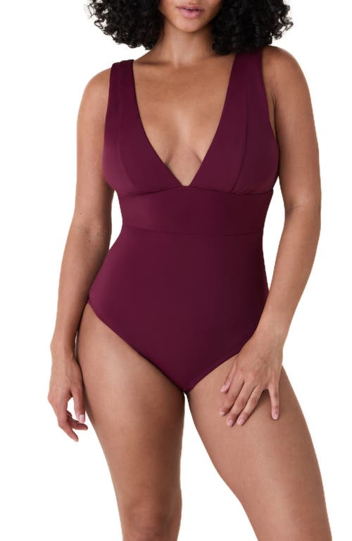 Andie Mykonos Plunge One-piece Swimsuit In Burgundy