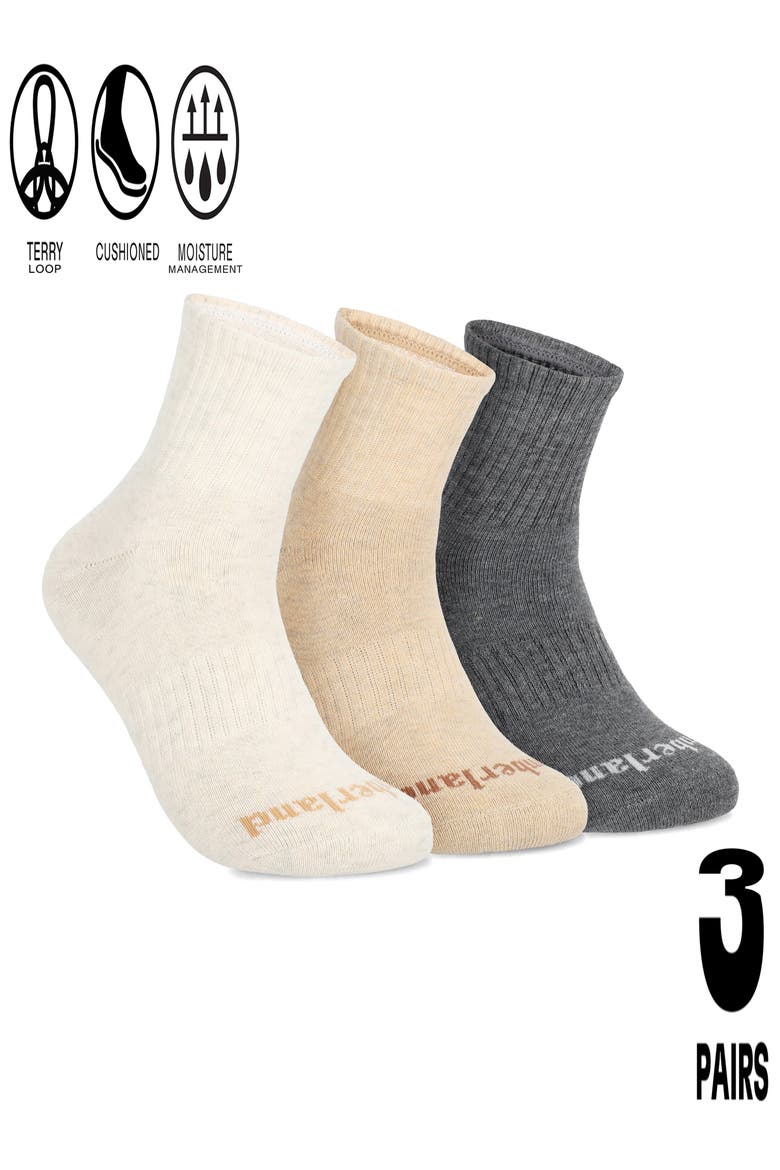 Assorted Pack of 3 Quarter Crew Socks, Alternate, color, CREAM ASSORTED