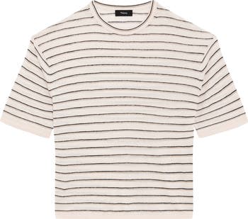 今季完売 Theory Neo Sag Harbor Boyfriend Tee Theory Neo Sag Harbor Stripe Linen Blend Boyfriend T-Shirt