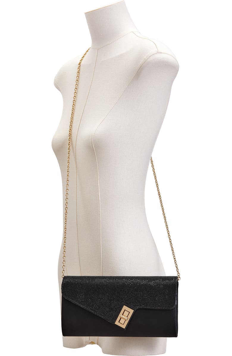 LADY COUTURE Chic Rhinestone & Satin Envelope Clutch, Alternate, color, Black