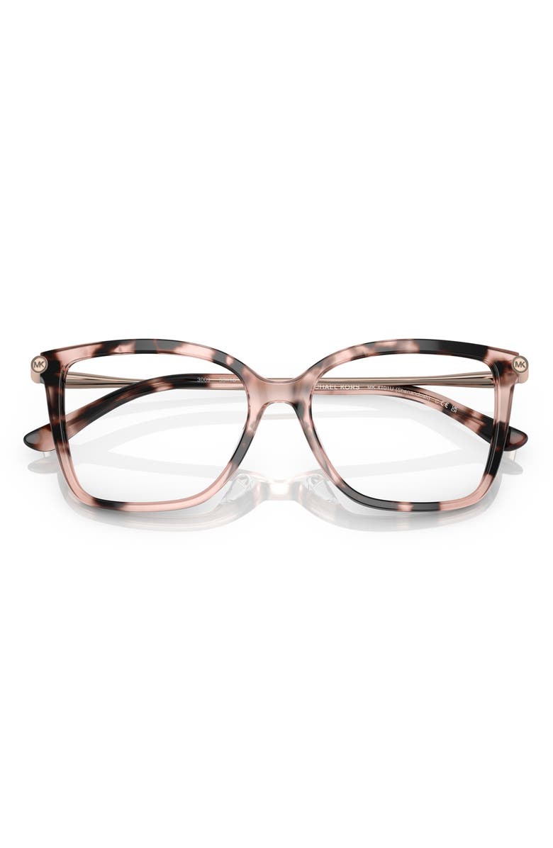 Michael Kors Shenandoah 53mm Square Optical Glasses, Alternate, color, Pink Tortoise