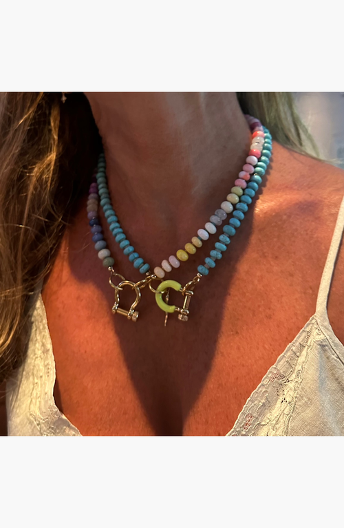 Shop Spicy Dan Winnie Gender Inclusive Rainbow Opal And Moonstone Necklace In Multi