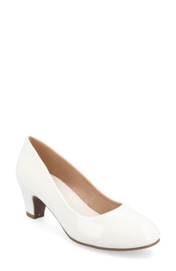 Journee Collection Luu Round Toe Pump In Patent/white