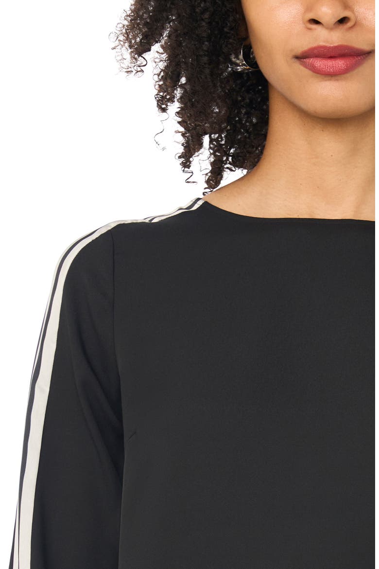 Stripe Accent Boat Neck Top, Alternate, color, JET BLACK