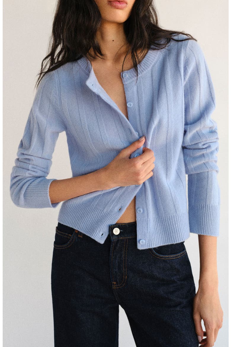 Hannah Merino Wool Cardigan, Alternate, color, ICE WATER