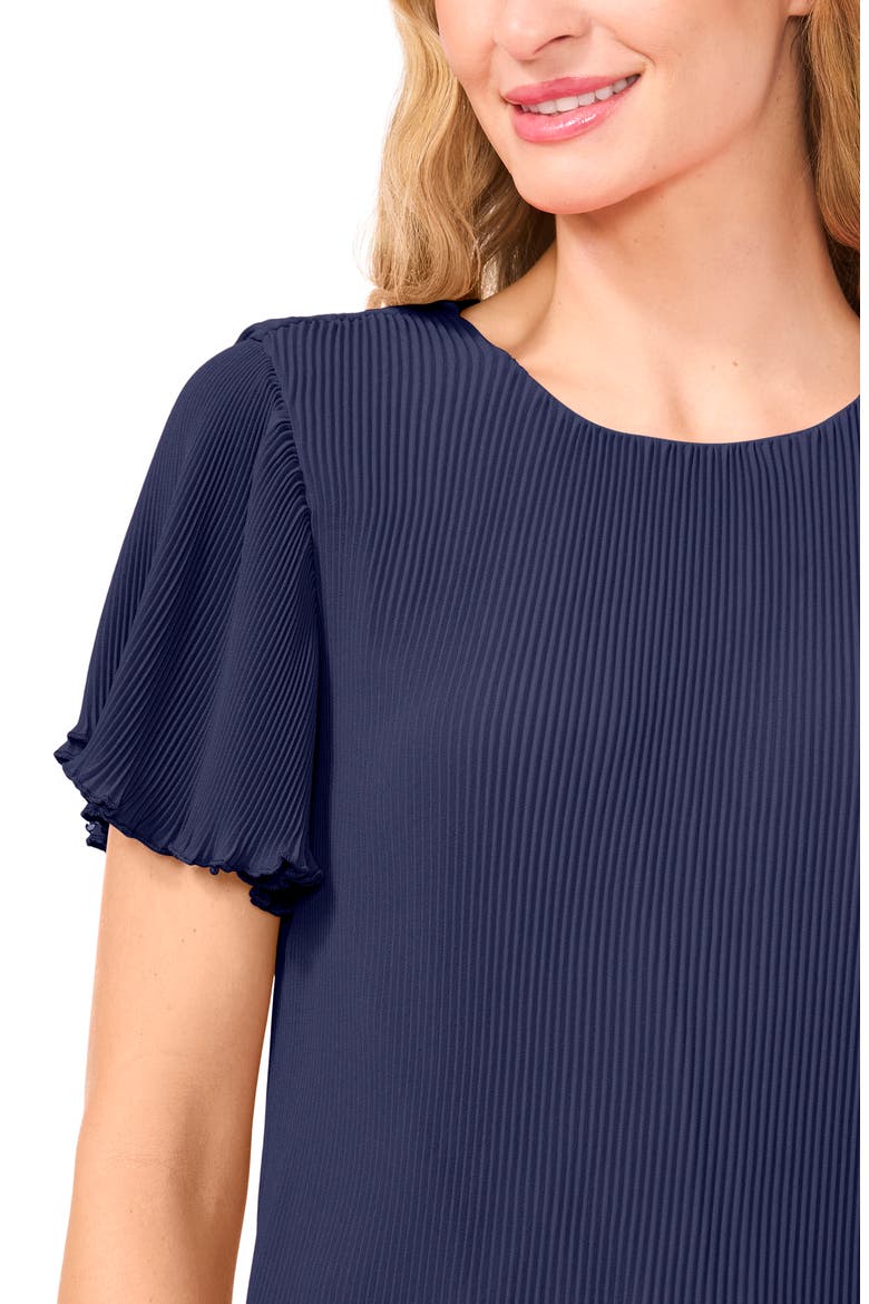 Flutter Sleeve Plissé Top, Alternate, color, CLASSIC NAVY