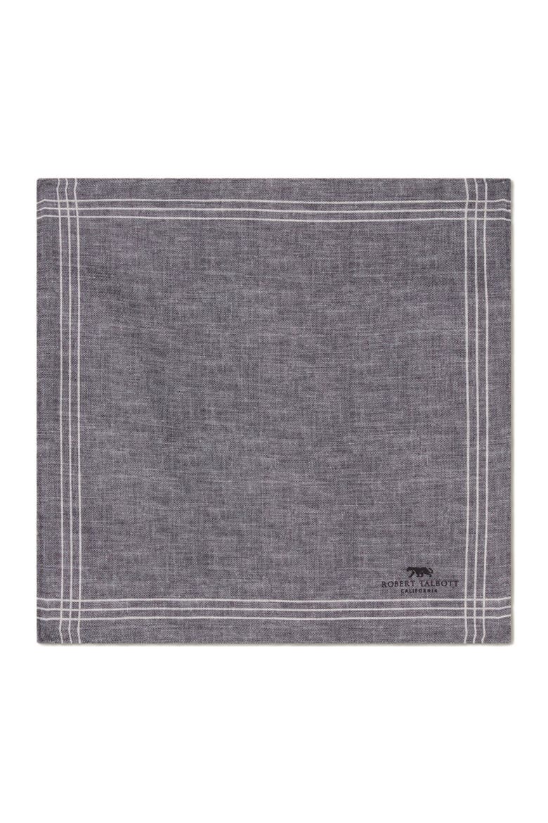 Collins Reversible Silk Pocket Square, Main, color, Charcoal/Gray