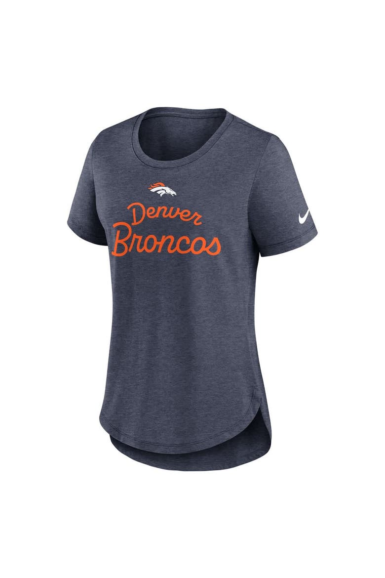 Women's Nike Navy Denver Broncos Script Tri-Blend T-Shirt, Alternate, color, Navy