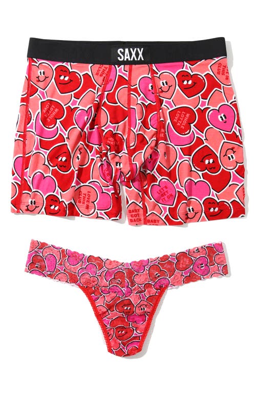 Hanky Panky X Saxx Vibe Assorted 2-pack Boxer Brief & Thong In Pink