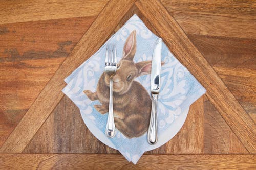 C & F Home C&f Home Damask Bunny Cotton Napkin Machine Washable Set Of 6 In Brown