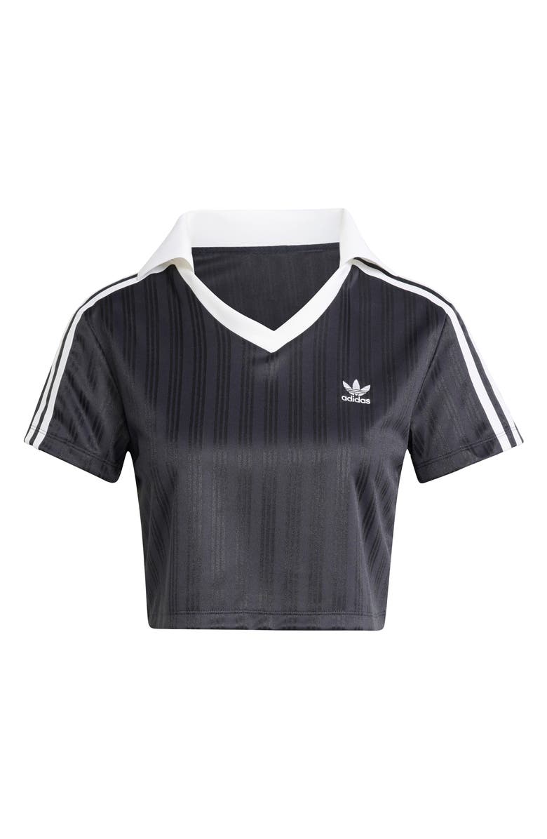 adidas Originals Adicolor Jacquard Crop Soccer Polo, Alternate, color, Black