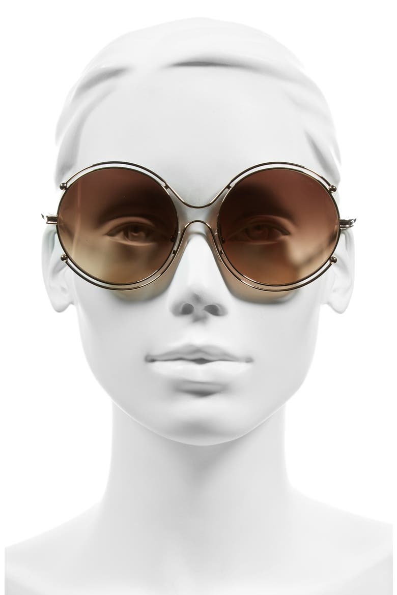'Isidora' 59mm Round Sunglasses, Alternate, color, ROSE GOLD/ BROWN