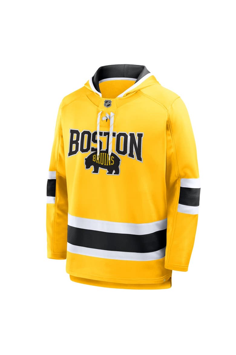Men's Fanatics Gold Boston Bruins 2026 NHL Stadium Series Lace Up Hoodie, Alternate, color, Gold