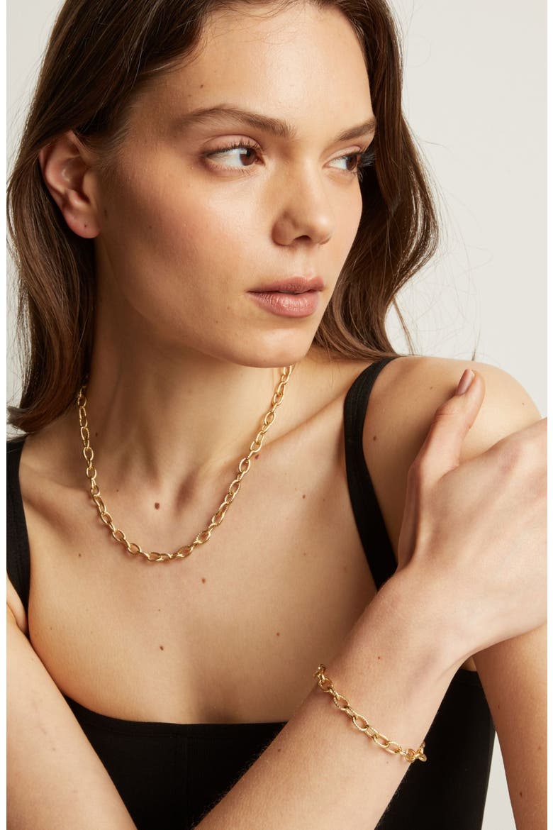 Link Chain Necklace, Alternate, color, Gold Plated Stainless Steel
