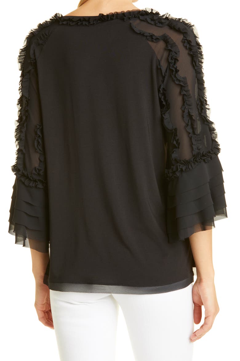 Aliza Tiered Sleeve Tunic Top, Alternate, color, BLACK