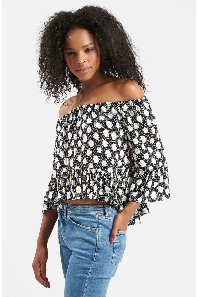 Daisy Off the Shoulder Top, Main, color, BLACK MULTI