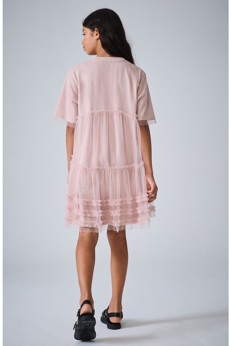Kids' Mesh Skirt T-Shirt Dress, Alternate, color, PINK