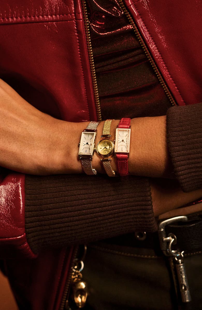 Citizen Fio Tank Silvertone Mesh Strap Watch, 14.3mm x 30.7mm, Alternate, color, White/ Silver-Tone