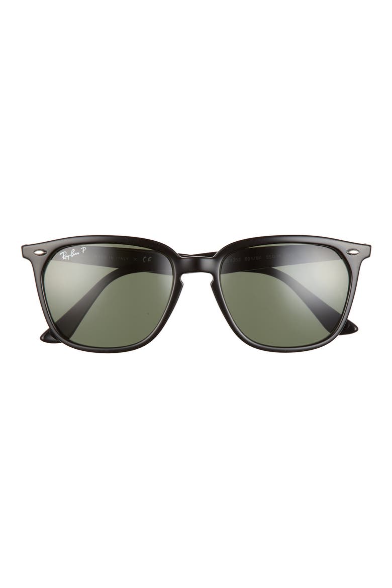 55mm Square Polarized Sunglasses, Main, color, BLACK