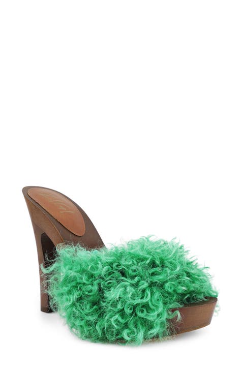 Genuine Shearling Platform Sandal (Women)