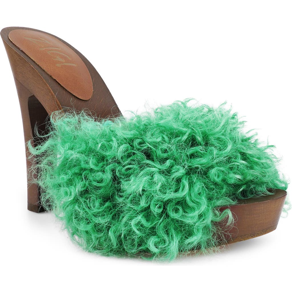 Zigi Genuine Shearling Platform Sandal In Green