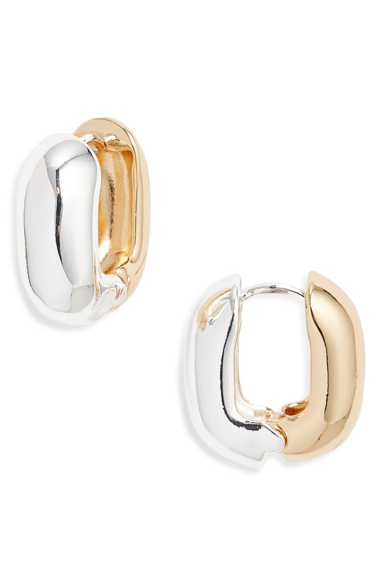 Open Edit Rounded Oval Hoop Earrings, Main, color, Silver- Gold