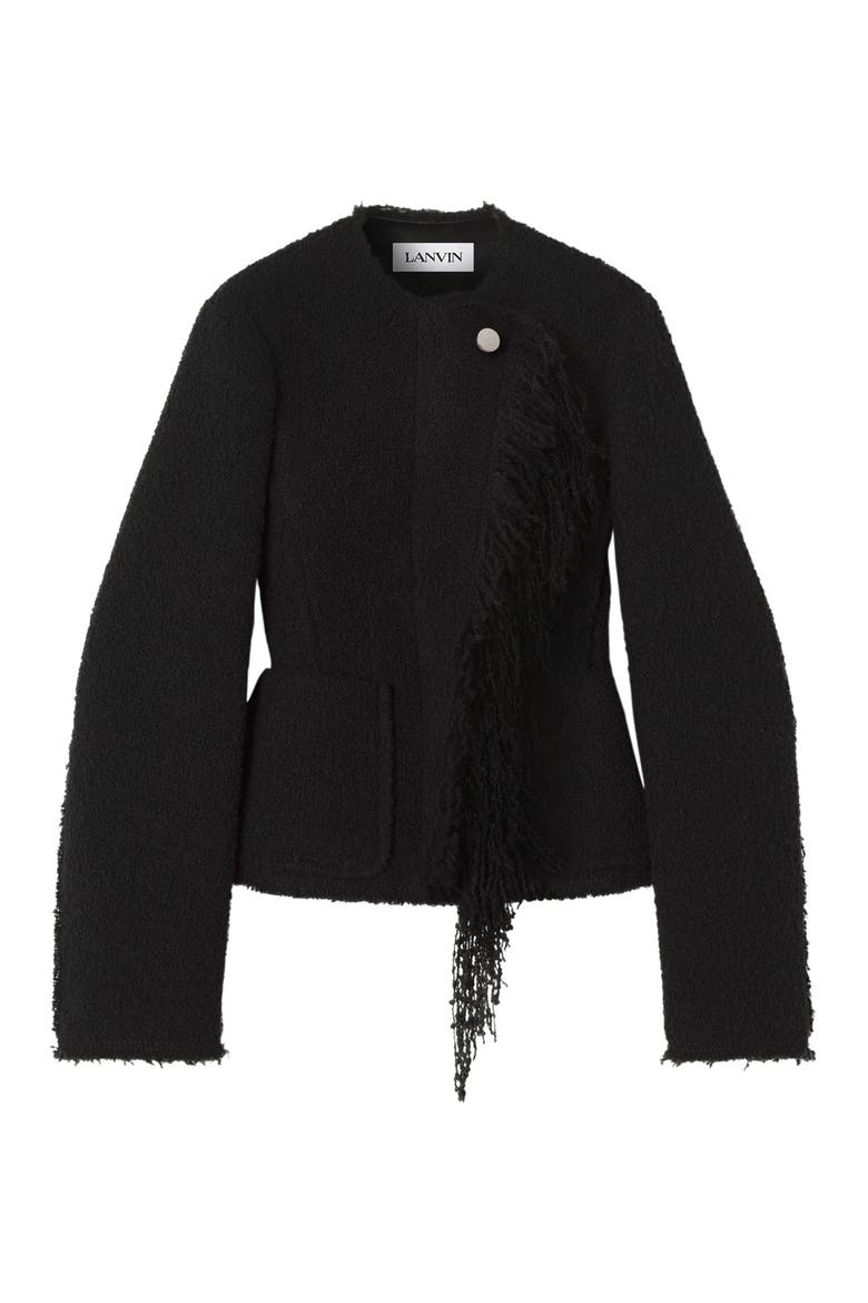 Asymmetrical Jacket In Bouclé Wool, Alternate, color, Black