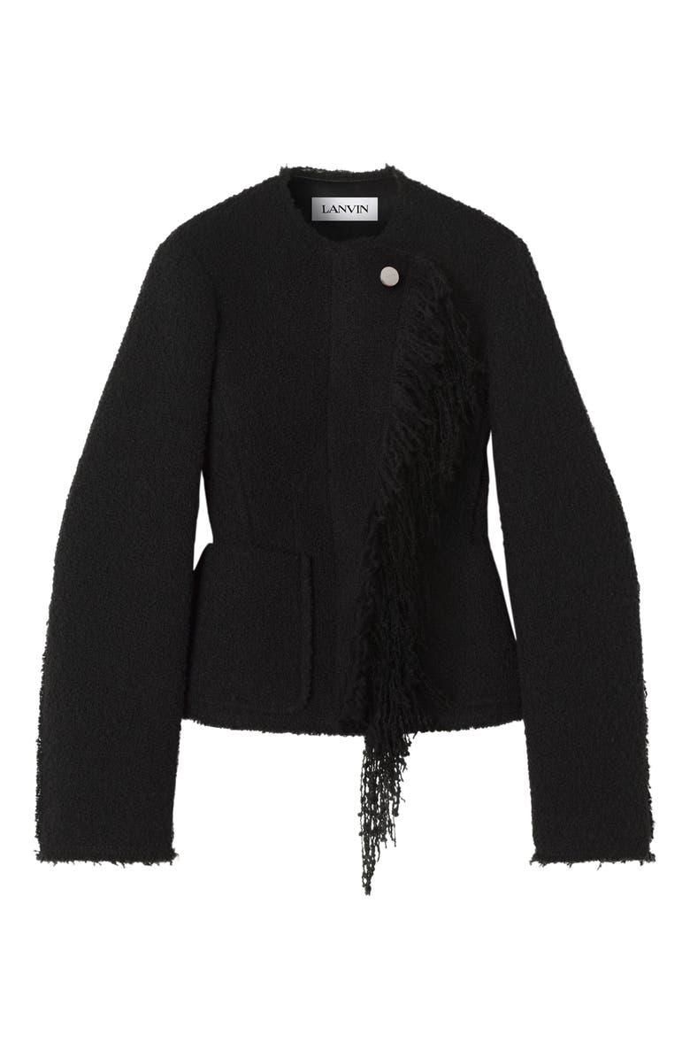 Lanvin Asymmetrical Jacket In Bouclé Wool, Alternate, color, Black