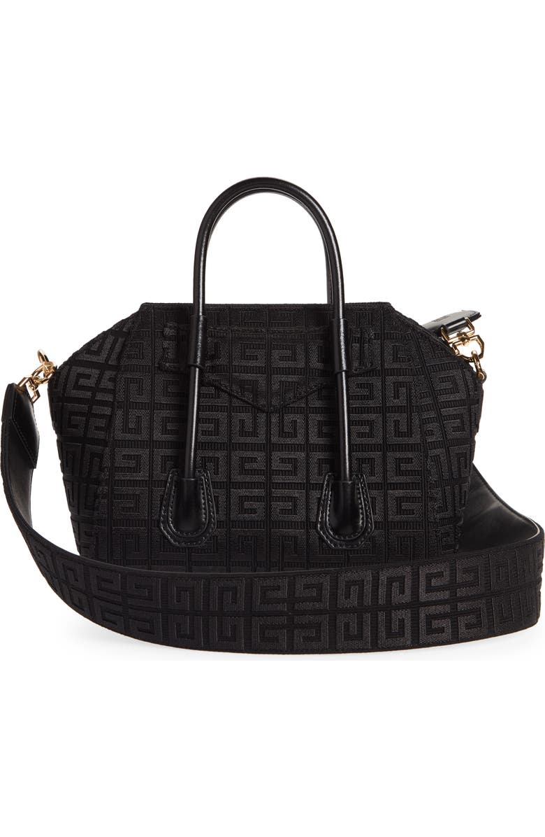 Givenchy Mini Antigona Lock Embroidered Canvas Satchel, Alternate, color,