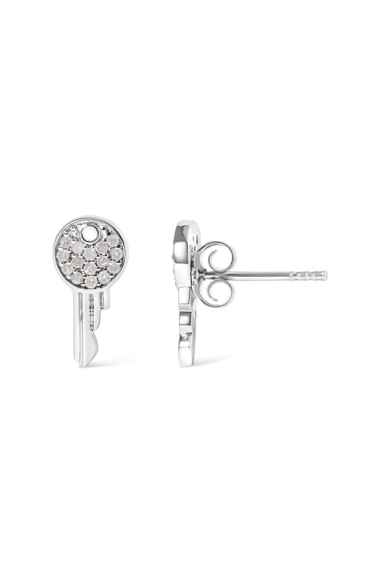 Haus of Brilliance 925 Sterling Silver 1/6ct TDW Diamond Charm Earrings, Alternate, color, Silver