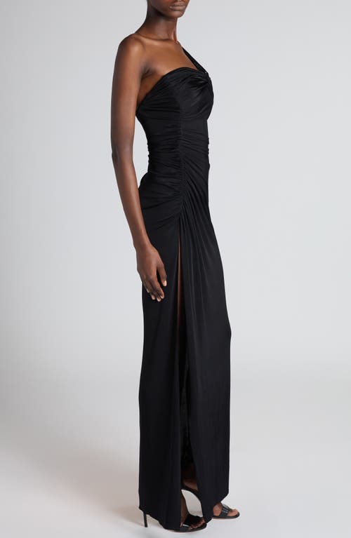 Tom Ford Sequin Twisted One-shoulder Jersey Slit Gown In Black