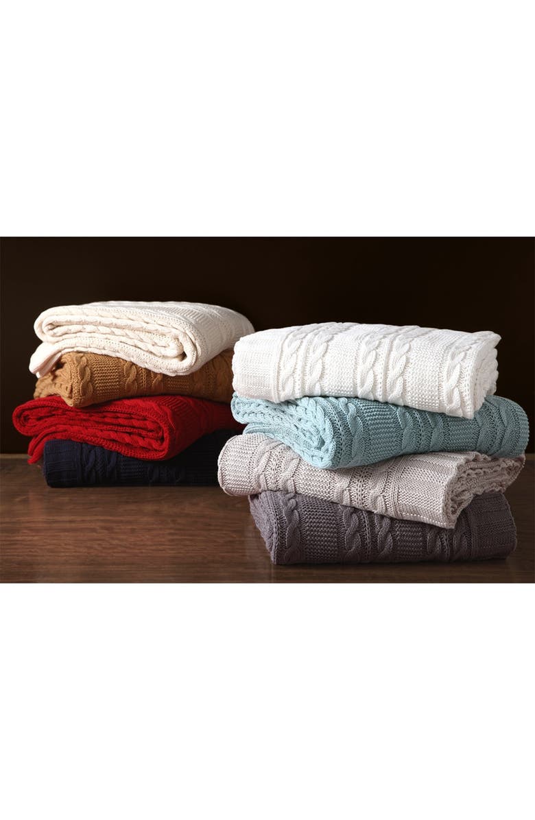 VCNY HOME Dublin Cable Knit Throw Blanket - White, Alternate, color, White
