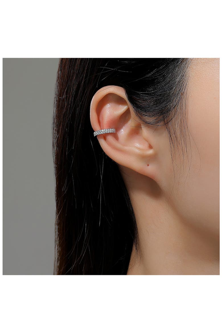 Single Simulated Diamond Ear Cuff, Alternate, color, WHITE