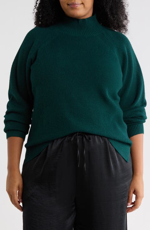 Mock Neck Raglan Sleeve Sweater