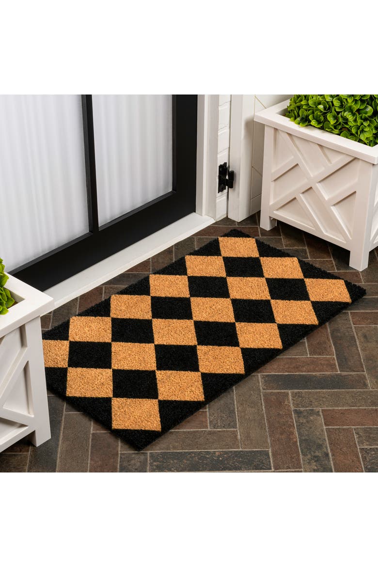 Peater Classic Casual Commerical Natural Coir Indoor/Outdoor Mat, Alternate, color, Natural Black Geo