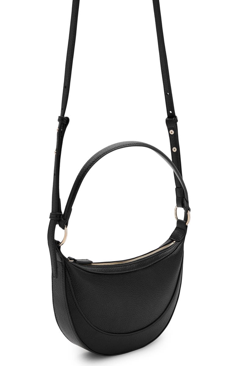 MANGO Oval Faux Leather Shoulder Bag, Alternate, color, Black