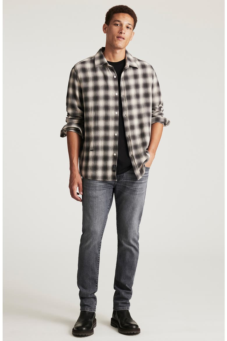 Check Cotton Button-Up Shirt, Alternate, color, ASPHALT CHECK