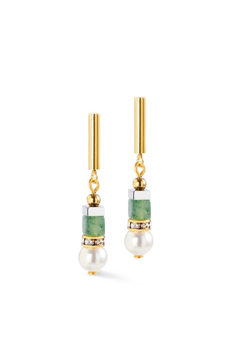 Precious Fusion Offset Earrings, Main, color, Green