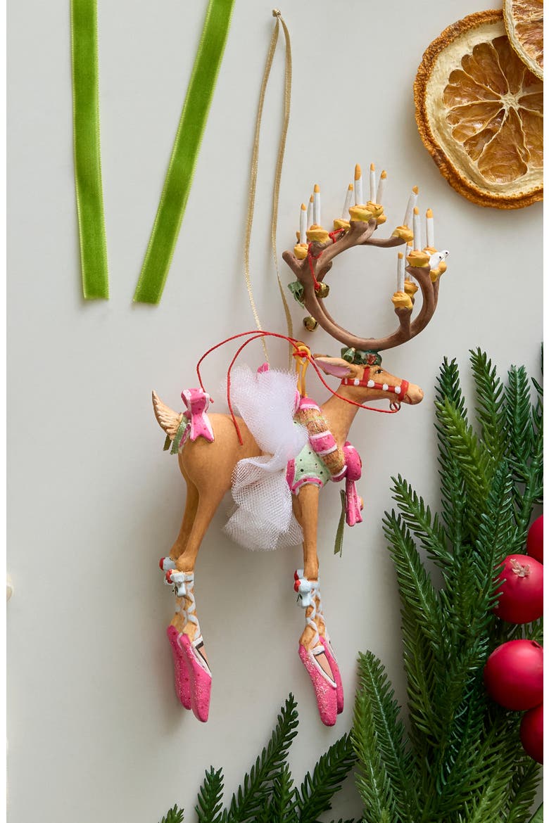 Patience Brewster Dash Away Dancer Reindeer Ornament, Alternate, color, PINK