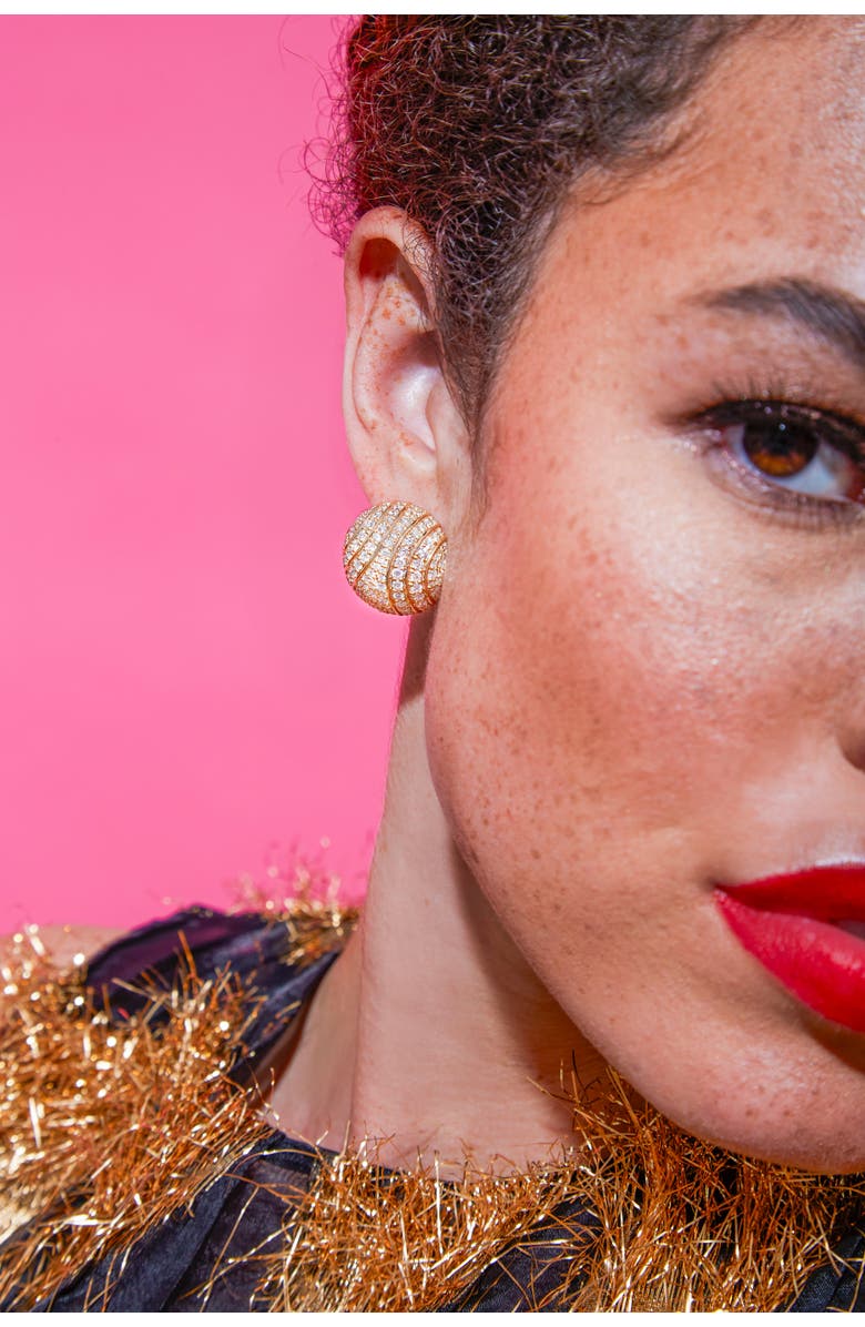 Campbell + Charlotte Revel Large Bead Huggie, Alternate, color, Diamond- Gold