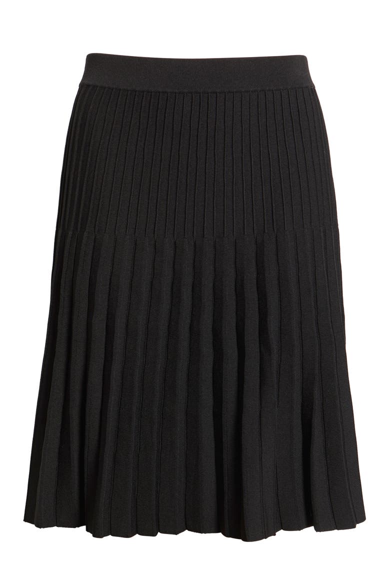 Pleated Knit Skirt, Alternate, color, RICH BLACK