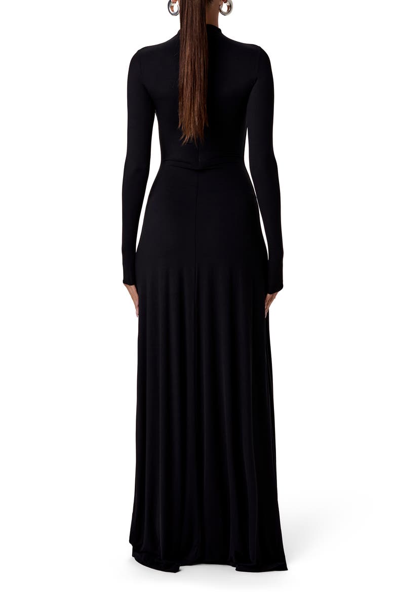 Mock Neck Long Sleeve Maxi Dress, Alternate, color, BLACK