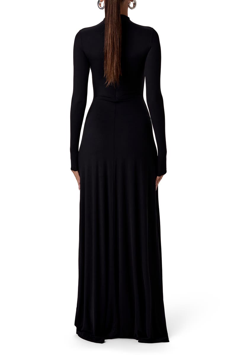 Naked Wardrobe Mock Neck Long Sleeve Maxi Dress, Alternate, color, Black