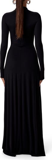 Mock Neck Long Sleeve Maxi Dress