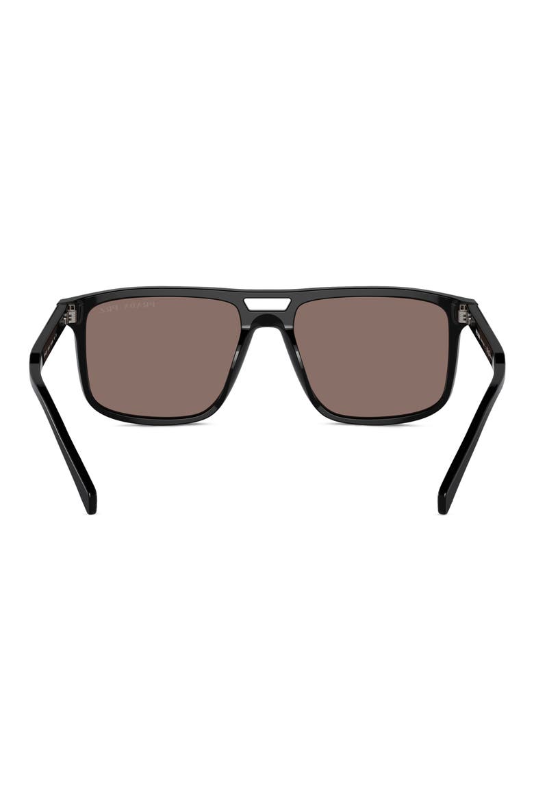 58mm Polarized Rectangular Sunglasses, Alternate, color, BLACK