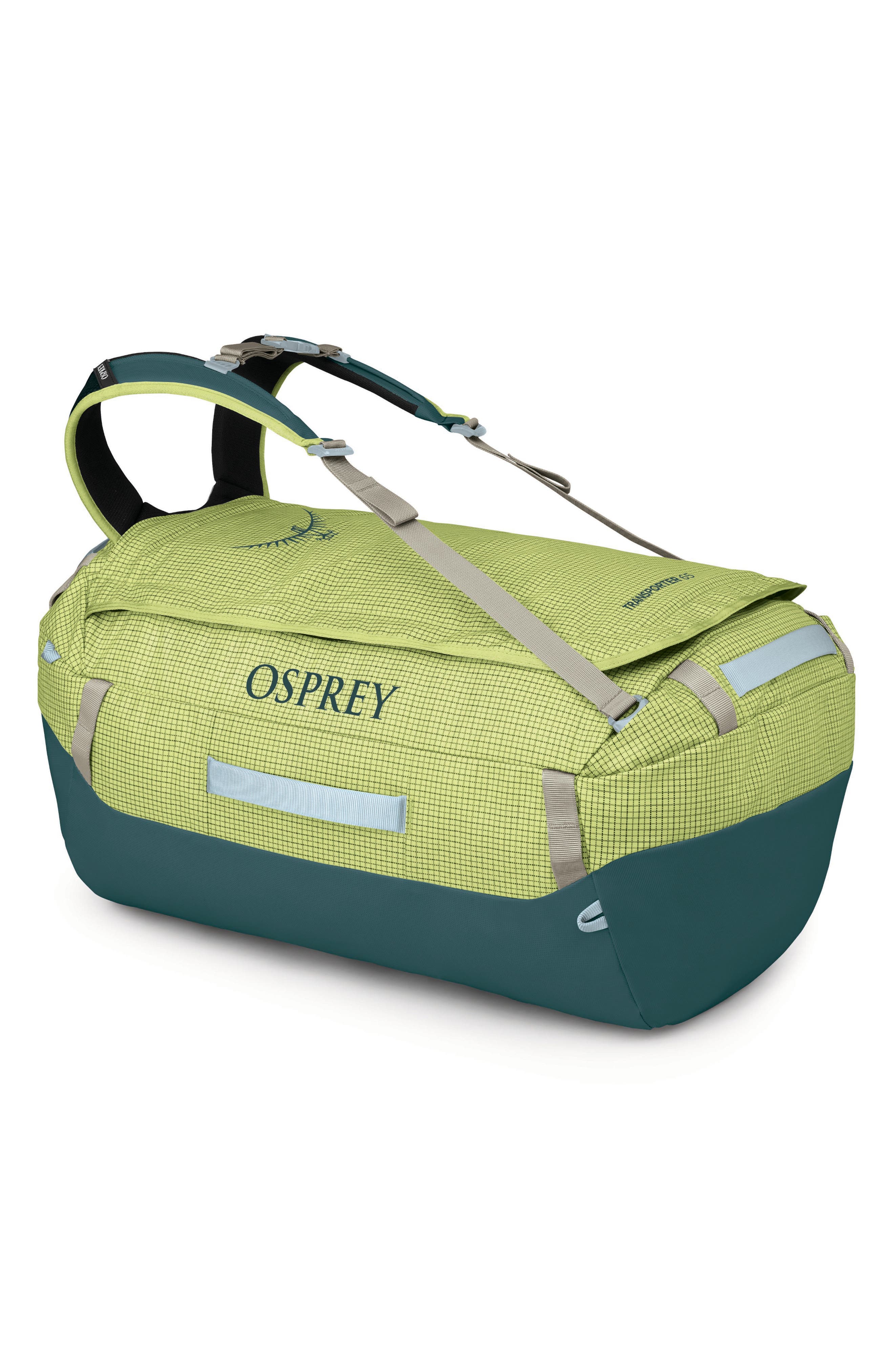 Transporter 65-Liter Duffle Luggage, Alternate, color, GLOW DEW/ TORRENT BLUE
