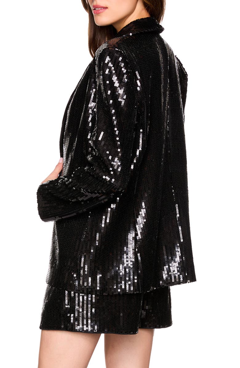 Susana Monaco Single Breasted Square Sequin Blazer, Alternate, color, Black